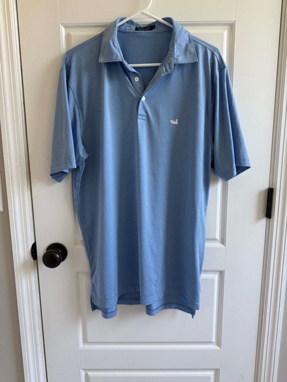 Southern Marsh Men's Light Blue Polo with Swan Embroidery